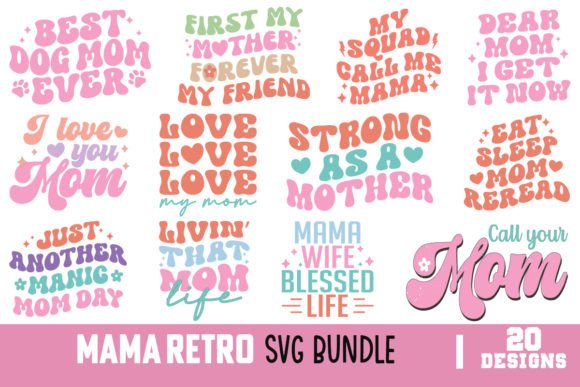 Mama Mom Retro SVG Bundle: Graphics and Crafts for Branding